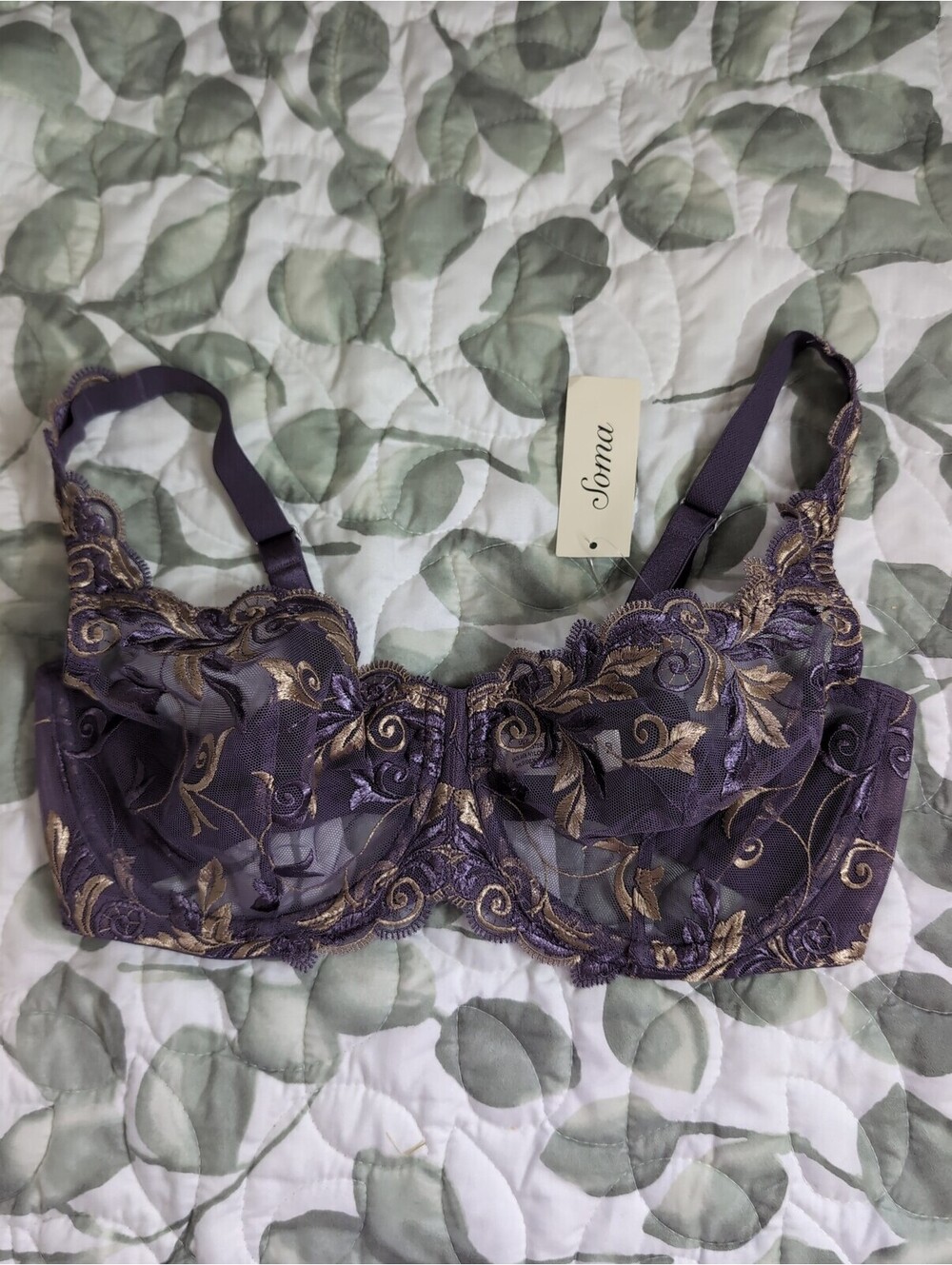 36D NWT Soma sensuous lace unlined grape purple bra